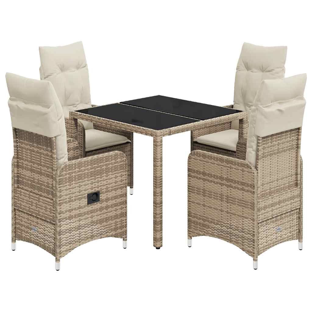 Set da Bistrò da Giardino 5 pz con Cuscini Beige in Polyrattan 3277096