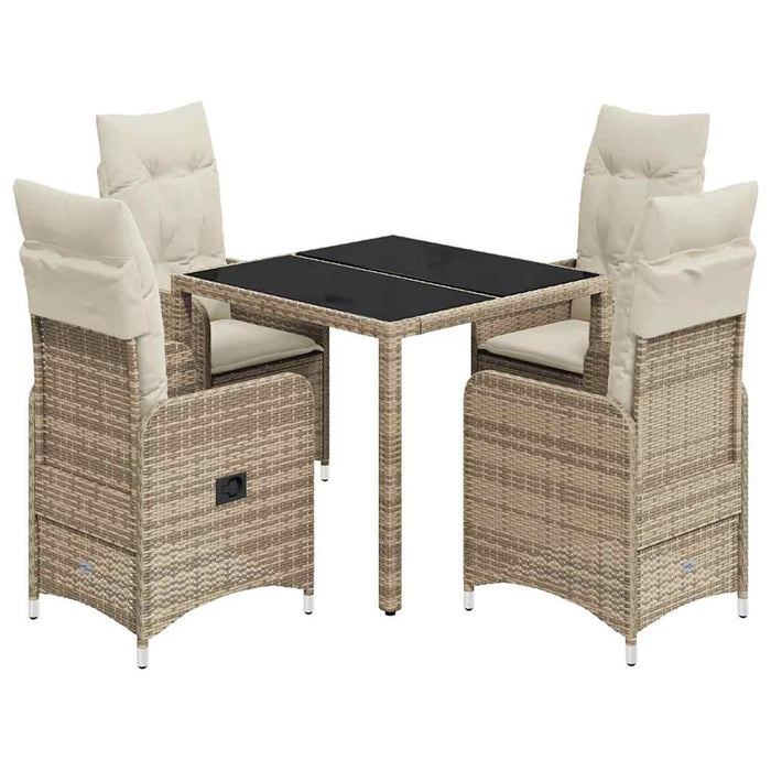 Set da Bistrò da Giardino 5 pz con Cuscini Beige in Polyrattan 3277096