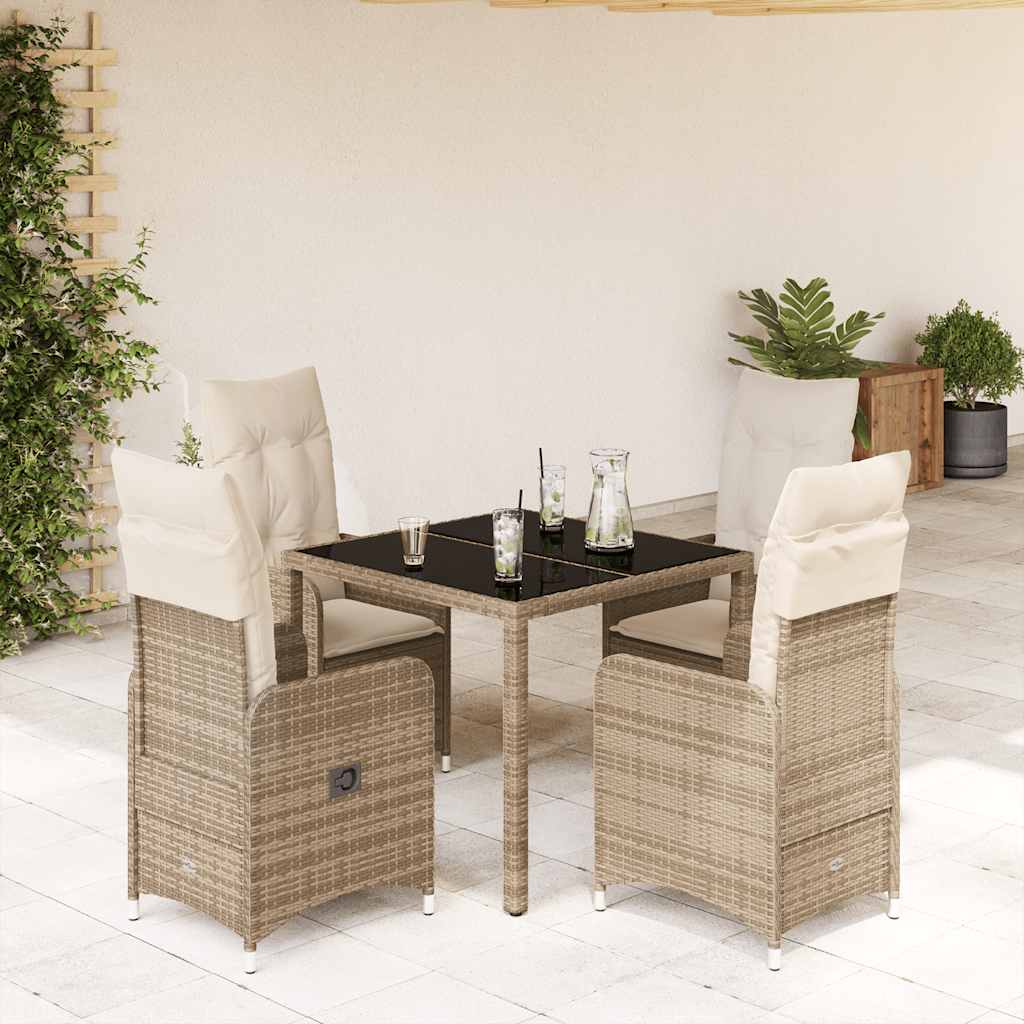 Set da Bistrò da Giardino 5 pz con Cuscini Beige in Polyrattan 3277096