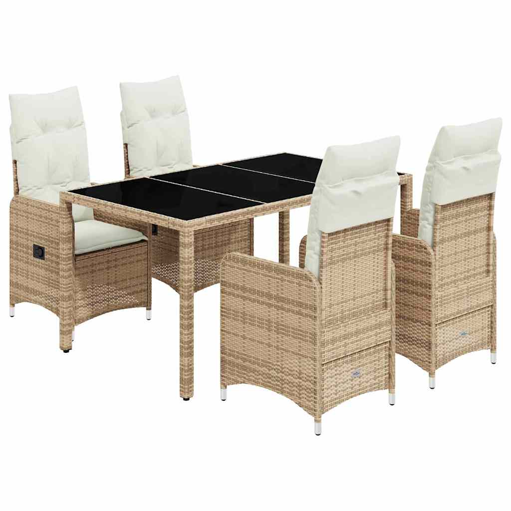 vidaXL Set da Bistrò da Giardino 5 pz con Cuscini Beige in Polyrattan