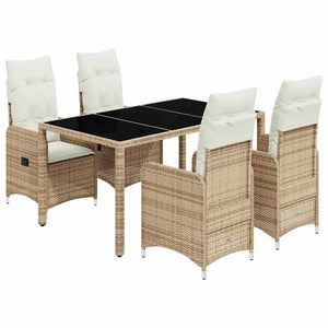 vidaXL Set da Bistrò da Giardino 5 pz con Cuscini Beige in Polyrattan