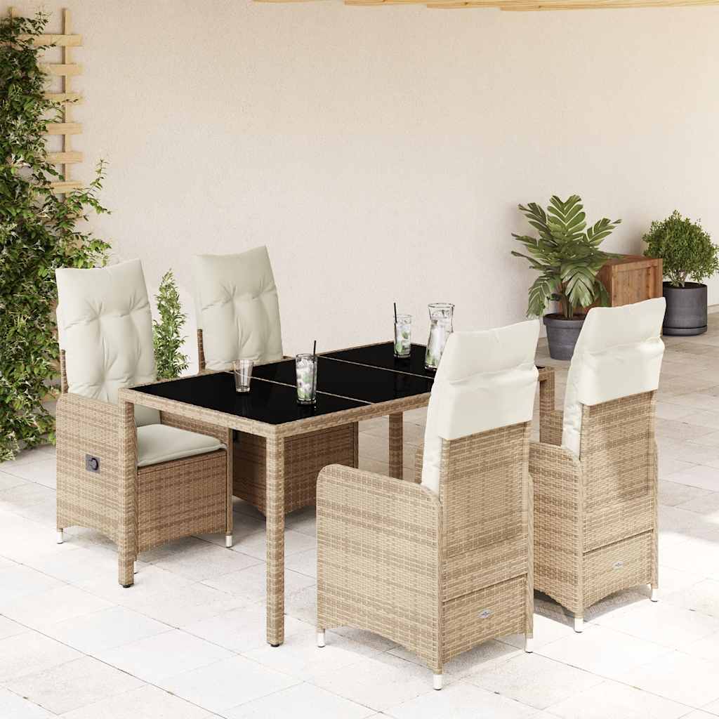 vidaXL Set da Bistrò da Giardino 5 pz con Cuscini Beige in Polyrattan