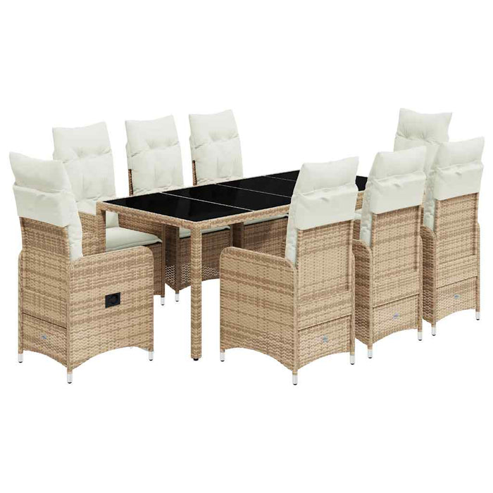 Set da Bistrò da Giardino 9 pz con Cuscini Beige in Polyrattan 3277103