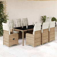 Set da Bistrò da Giardino 9 pz con Cuscini Beige in Polyrattan 3277103