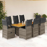 Set Bistrò da Giardino 9 pz con Cuscini in Polyrattan Grigio 3277164