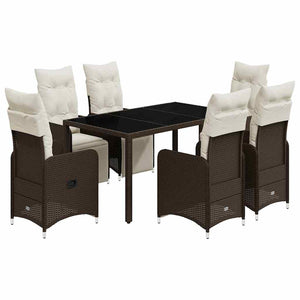 Set Bistrò da Giardino 7 pz con Cuscini in Polyrattan Marrone 3277190