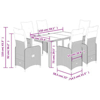 Set Bistrò da Giardino 7 pz con Cuscini in Polyrattan Marrone 3277190