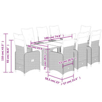 Set Bistrò da Giardino 9 pz con Cuscini in Polyrattan Marrone 3277194