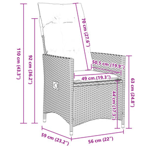 Set Bistrò da Giardino 11 pz con Cuscini in Polyrattan Marrone 3277244