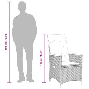 Set Bistrò da Giardino 11 pz con Cuscini in Polyrattan Grigio 3277253