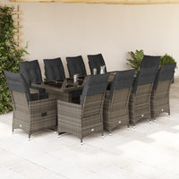 Set Bistrò da Giardino 11 pz con Cuscini in Polyrattan Grigio 3277262