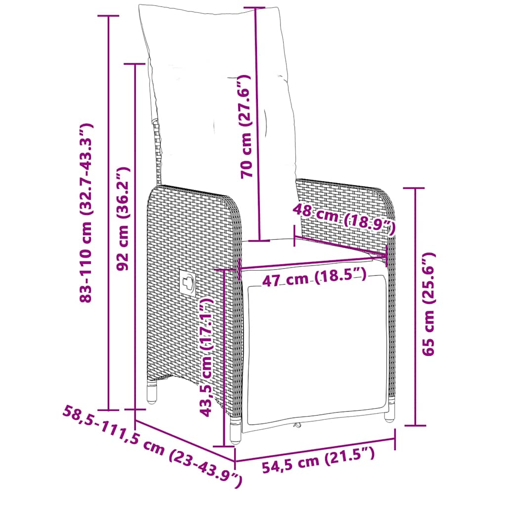 Set da Bistrò da Giardino 11 pz con Cuscini Nero in Polyrattan 3277273