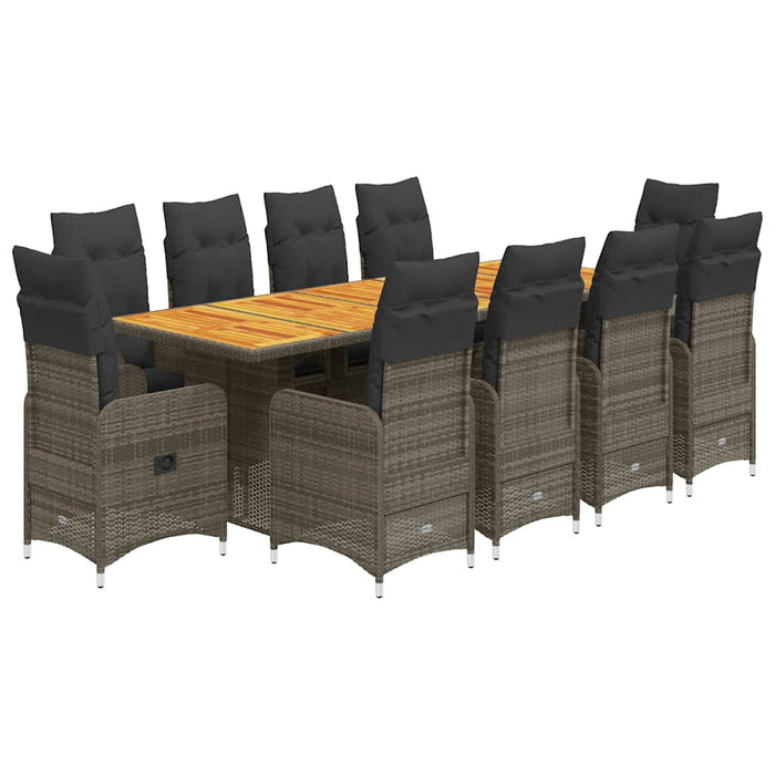 Set Bistrò da Giardino 11 pz con Cuscini in Polyrattan Grigio 3277278