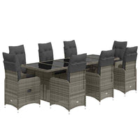 Set Bistrò da Giardino 9 pz con Cuscini in Polyrattan Grigio 3277280