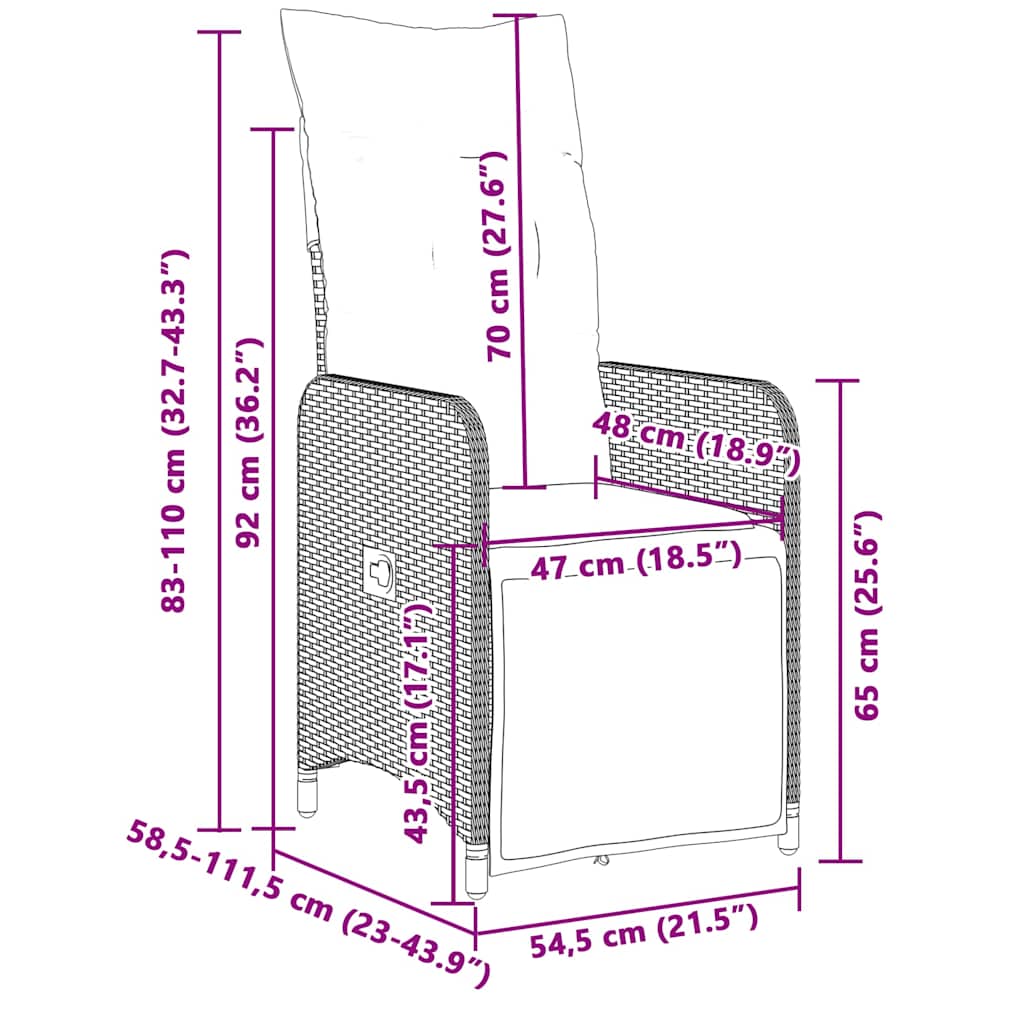 Set Bistrò da Giardino 9 pz con Cuscini in Polyrattan Grigio 3277280