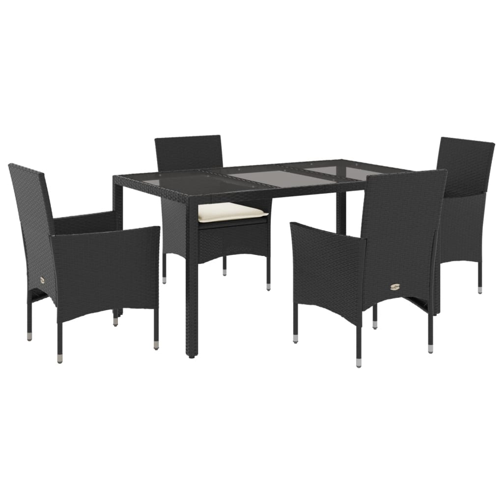 Set da Pranzo da Giardino con Cuscini 5 pz Polyrattan e Vetro 3278539