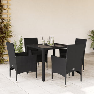 Set da Pranzo da Giardino con Cuscini 5 pz Polyrattan e Vetro 3278544