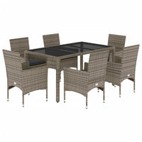 Set da Pranzo da Giardino 7 pz con Cuscini Polyrattan e Vetro 3278558