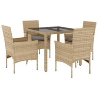 Set da Pranzo da Giardino 5 pz con Cuscini Polyrattan e Vetro 3278562