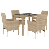 Set da Pranzo da Giardino 5 pz con Cuscini Polyrattan e Vetro 3278568