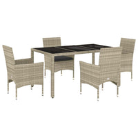 Set Pranzo da Giardino 5pz con Cuscini Polyrattan e Vetro 3278575