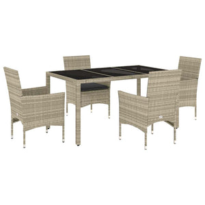 Set Pranzo da Giardino 5pz con Cuscini Polyrattan e Vetro 3278575