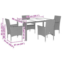 Set Pranzo da Giardino 5pz con Cuscini Polyrattan e Vetro 3278575