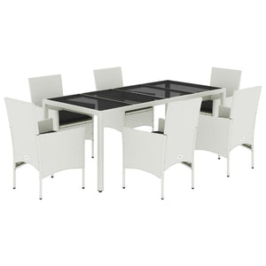 Set da Pranzo da Giardino 7 pz con Cuscini Polyrattan e Vetro 3278583