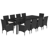 Set da Pranzo da Giardino 11 pz con Cuscini Polyrattan e Vetro 3278586