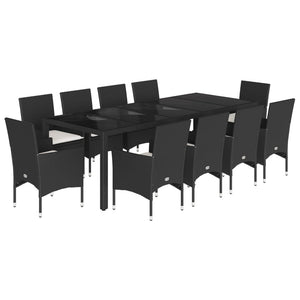 Set da Pranzo da Giardino 11 pz con Cuscini Polyrattan e Vetro 3278586