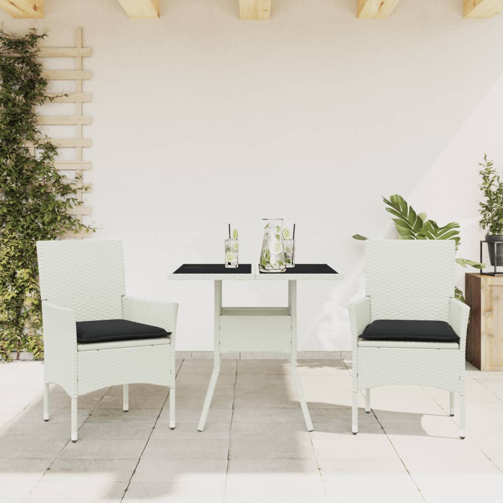 Set da Pranzo da Giardino 3 pz con Cuscini Polyrattan e Vetro 3278613