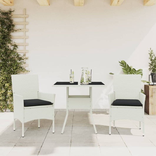 Set da Pranzo da Giardino 3 pz con Cuscini Polyrattan e Vetro 3278613