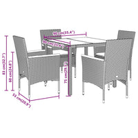 Set Pranzo Giardino 5 pz con Cuscini Grigio Polyrattan Acacia 3278634
