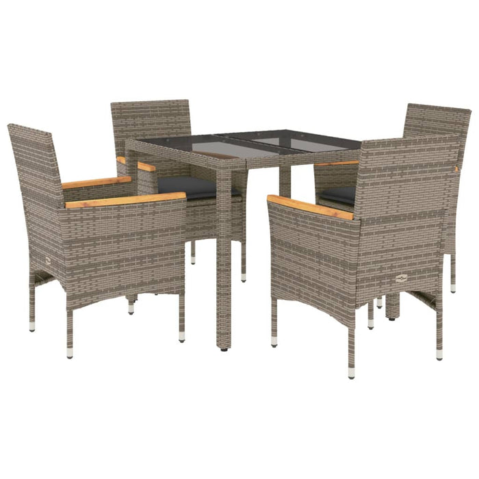 Set da Pranzo da Giardino 5 pz con Cuscini Polyrattan e Vetro 3278652