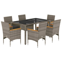 Set da Pranzo da Giardino 7 pz con Cuscini Polyrattan e Vetro 3278654
