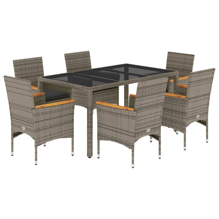 Set da Pranzo da Giardino 7 pz con Cuscini Polyrattan e Vetro 3278654