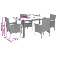 Set da Pranzo da Giardino 5 pz con Cuscini Polyrattan e Vetro 3278659
