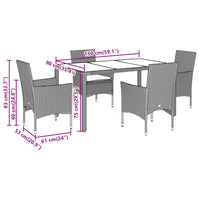 Set Pranzo da Giardino 5 pz con Cuscini Nero Polyrattan Acacia 3278665