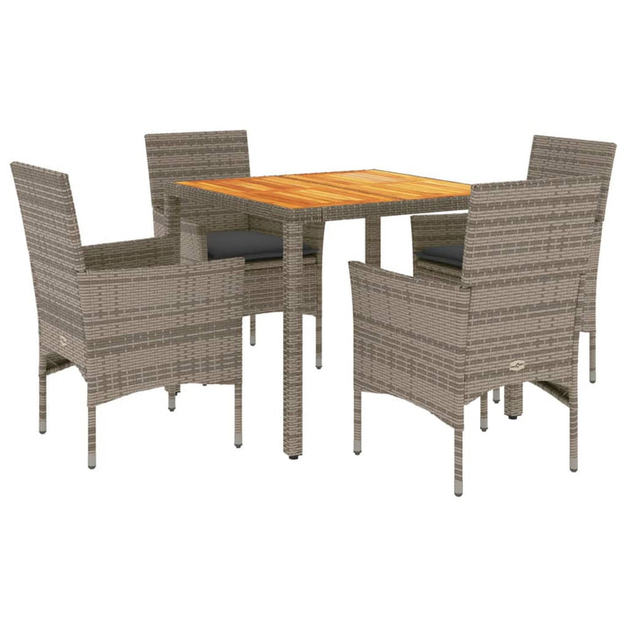 Set Pranzo Giardino 5 pz con Cuscini Grigio Polyrattan Acacia 3278676