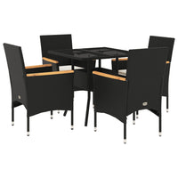 Set da Pranzo da Giardino con Cuscini 5 pz Polyrattan e Vetro 3278704