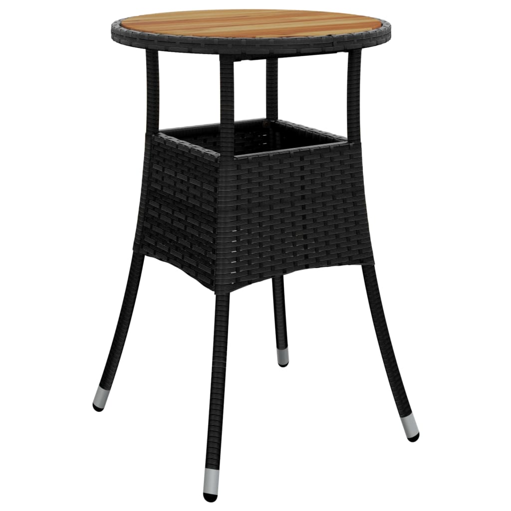 Set Pranzo da Giardino 3 pz con Cuscini Nero Polyrattan Acacia 3278729
