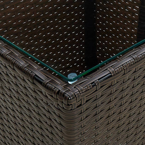 Set Bistrò 3 pz con Cuscini Marrone Polyrattan e Vetro 3278741