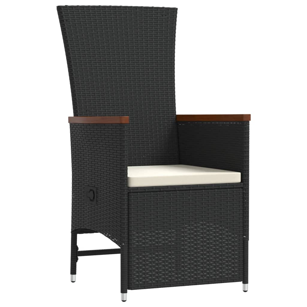 Set da Pranzo da Giardino 9 pz con Cuscini Nero in Polyrattan 3277526