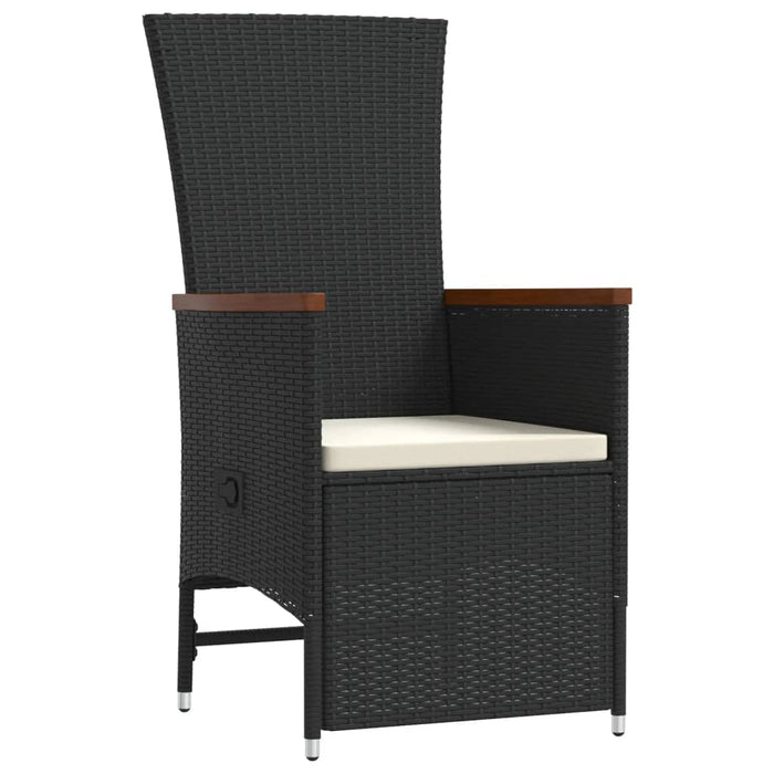 Set da Pranzo da Giardino 9 pz con Cuscini Nero in Polyrattan 3277526