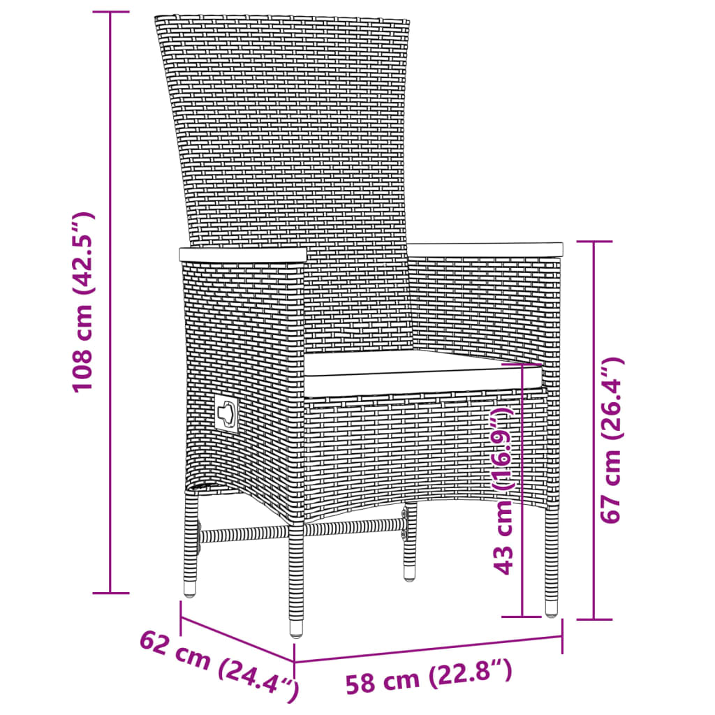 Set da Pranzo da Giardino 11pz con Cuscini in Polyrattan Grigio 3277556