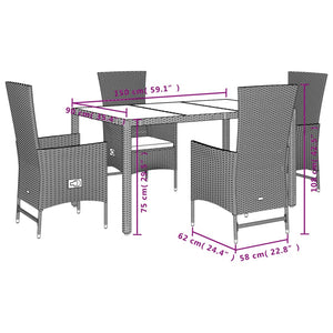 Set da Pranzo da Giardino 5 pz con Cuscini Beige in Polyrattan 3277573