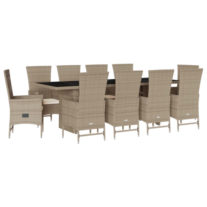Set da Pranzo da Giardino 11 pz con Cuscini Beige in Polyrattan 3277585