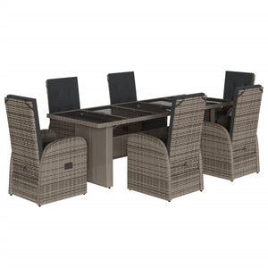 Set da Pranzo da Giardino 7 pz con Cuscini in Polyrattan Grigio 3277602