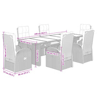 Set da Pranzo da Giardino 7 pz Nero con Cuscini in Polyrattan 3277629