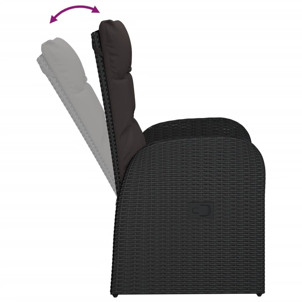 Set da Pranzo da Giardino 7 pz Nero con Cuscini in Polyrattan 3277645